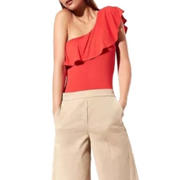 Babaton Bodysuit One Shoulder with Ruffle sz S - Picture 2 of 13